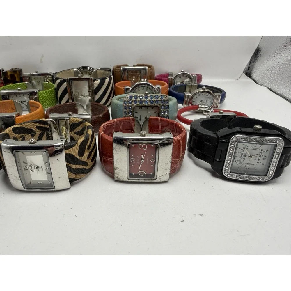 Mixed Brands Cuff Bangle Bracelet Watches Lot Of 20 Mixed Materials